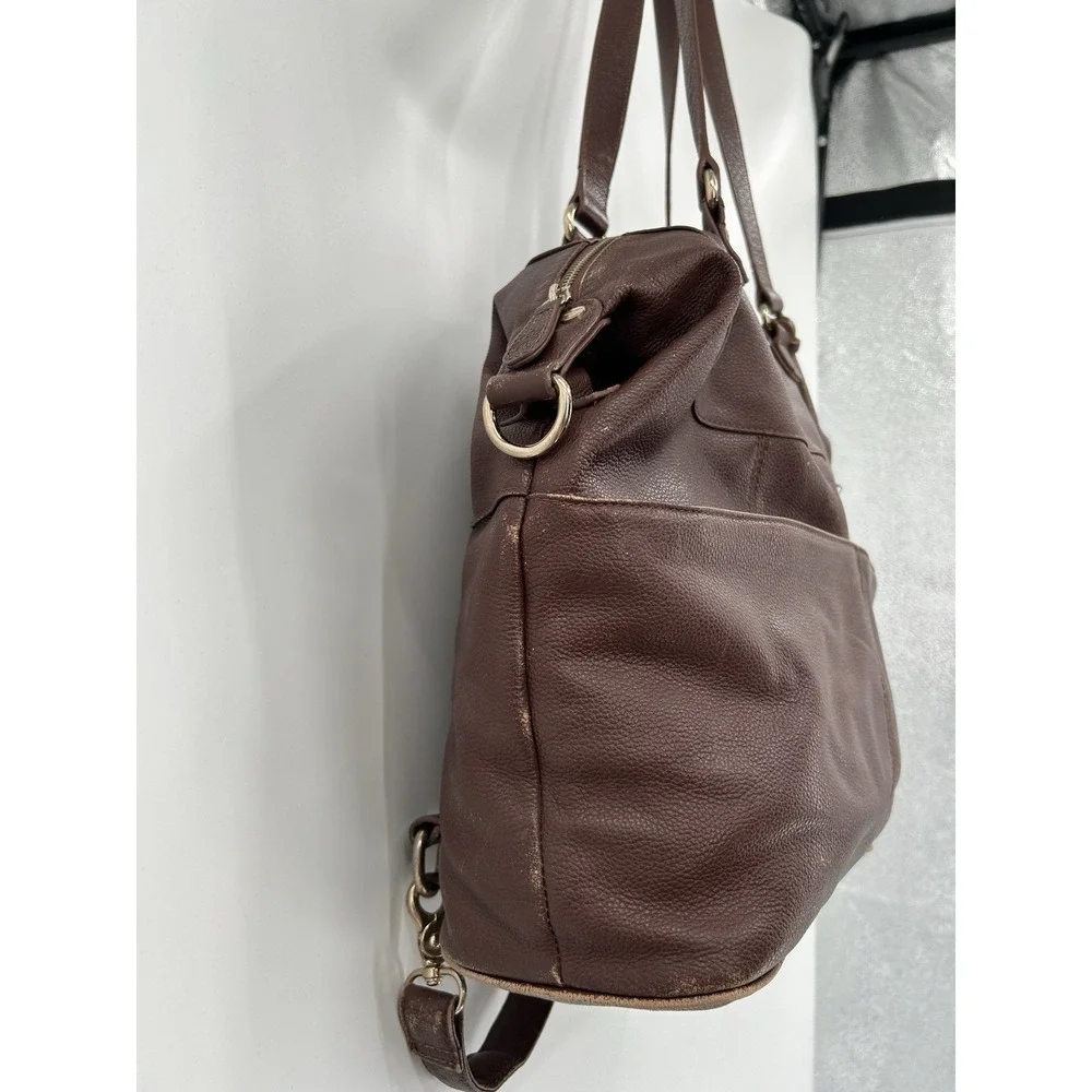 Lily Jade Shaylee Camel Leather Diaper Bag Convertible‎ Tote Backpack Insert Pad